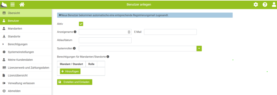 Anlage eines neuen Benutzers