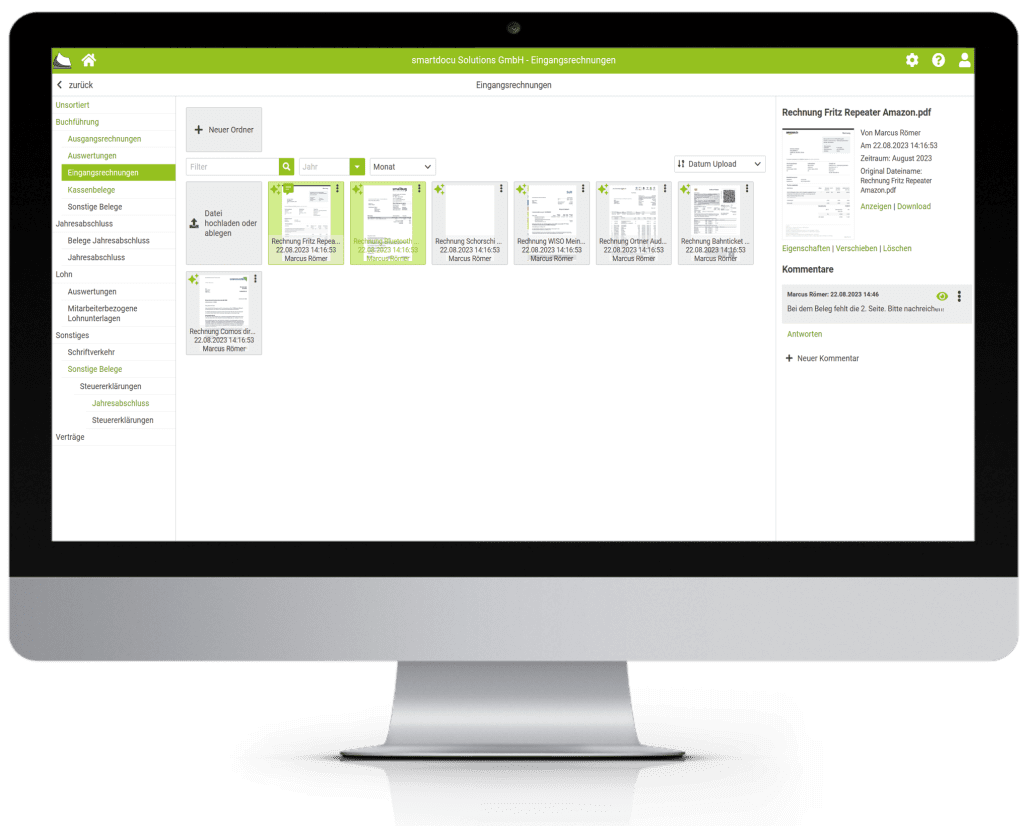 Belegaustausch-Portal 1 Portal mit Monitor